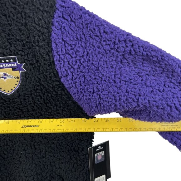 NFL Team Apparel NWT Baltimore Ravens M/L Sherpa Fleece Shacket Black Full Zip - Picture 10 of 16